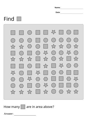 Printable Shape square Visual Scanning Worksheets