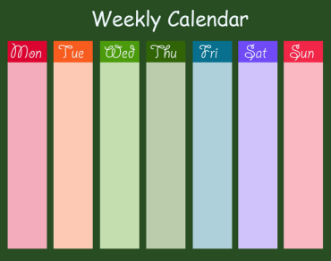 Printable Bright Green Weekly Calendars