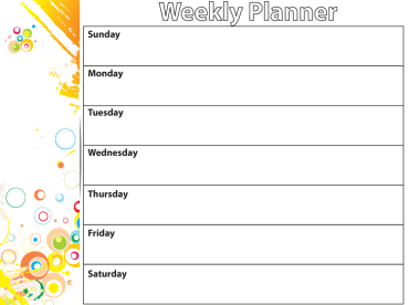 Printable Colorful Bubble Weekly Calendar