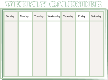 Printable Green Weekly Calendars